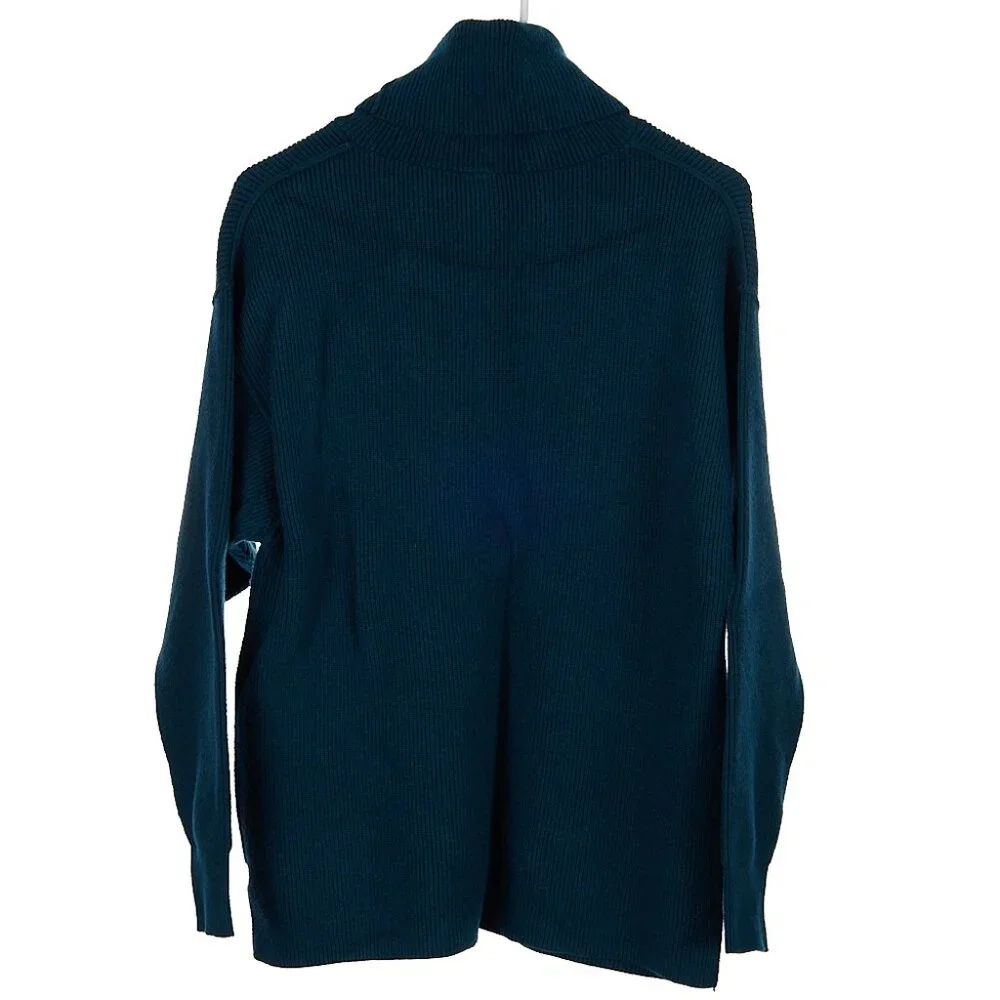 Free People Softly Structured Tunic Sweater Solid Deep Jade Blue No Size Tag - Picture 7 of 7